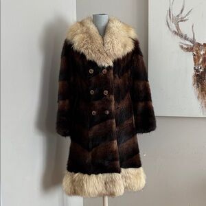 Vintage Luxurious Real  Fur Brown and Tan Coat